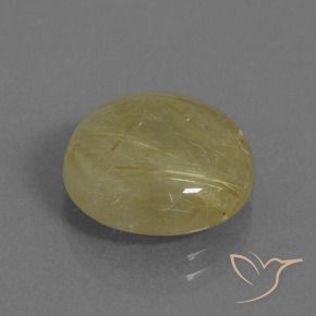 7.13 ct Yellow Rutile Quartz Stone, Natural Rutile Quartz in Round Cabochon Shape for Sale