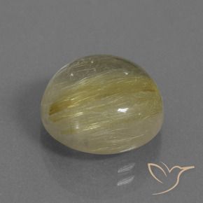8.61 ct Yellow Rutile Quartz Stone, Natural Rutile Quartz in Round Cabochon Shape for Sale