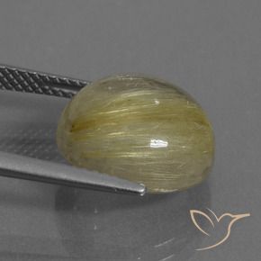 Rutile Quartz Gemstone in 13 mm (calibrated) Size for Sale, Rutile Quartz Stone in Earthy Yellow Color