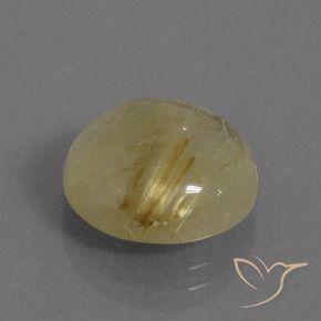 7.33 ct Yellow Rutile Quartz Stone, Natural Rutile Quartz in Round Cabochon Shape for Sale