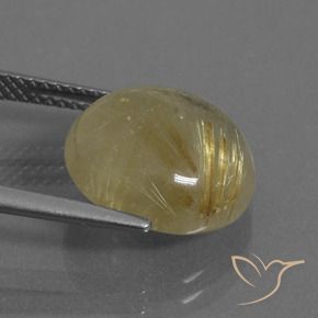 Rutile Quartz Gemstone in 13 mm (calibrated) Size for Sale, Rutile Quartz Stone in Earthy Yellow Color