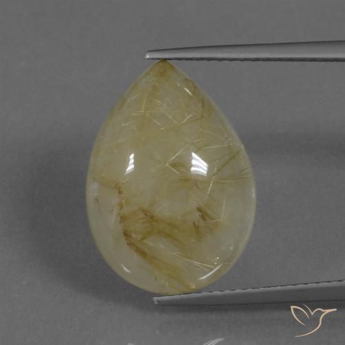 9.75 ct Pear Rutile Quartz, 17.9 x 13 mm From India, Photo A