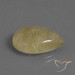 9.75 ct Yellow Rutile Quartz Stone, Natural Rutile Quartz in Pear Cabochon Shape for Sale