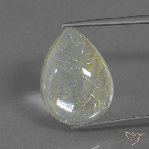 10.33ct Natural Banana Yellow Rutile Quartz, Pear Shape, Transparent