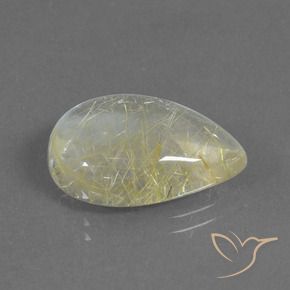 10.33 ct Yellow Rutile Quartz Stone, Natural Rutile Quartz in Pear Cabochon Shape for Sale