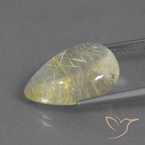 Rutile Quartz Gemstone in 18 x 13 mm (calibrated) Size for Sale, Rutile Quartz Stone in Banana Yellow Color