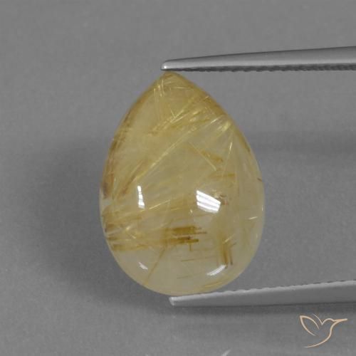 8.23ct Natural Tuscany Yellow Rutile Quartz, Pear Shape, Translucent