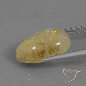 Rutile Quartz Gemstone in 15.4 x 11.1 mm Size for Sale, Rutile Quartz Stone in Tuscany Yellow Color