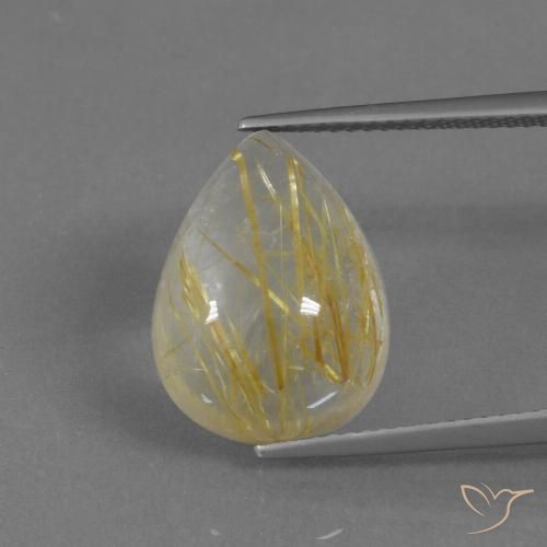 9.34ct Natural Earthy Yellow Rutile Quartz, Pear Shape, Transparent