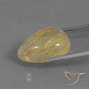 Rutile Quartz Gemstone in 16.1 x 11.5 mm Size for Sale, Rutile Quartz Stone in Earthy Yellow Color