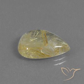 7.83 ct Yellow Rutile Quartz Stone, Natural Rutile Quartz in Pear Cabochon Shape for Sale