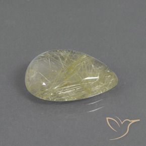 8.27 ct Yellow Rutile Quartz Stone, Natural Rutile Quartz in Pear Cabochon Shape for Sale