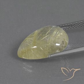 Rutile Quartz Gemstone in 17 x 12.8 mm Size for Sale, Rutile Quartz Stone in Banana Yellow Color