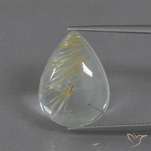 8.51ct Natural Light Earthy Yellow Rutile Quartz, Pear Shape, Transparent