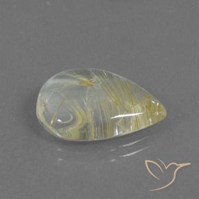 8.51 ct Yellow Rutile Quartz Stone, Natural Rutile Quartz in Pear Cabochon Shape for Sale