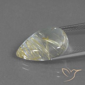 Rutile Quartz Gemstone in 18 x 13 mm (calibrated) Size for Sale, Rutile Quartz Stone in Light Earthy Yellow Color