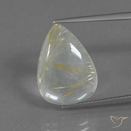 8.42ct Natural Light Earthy Yellow Rutile Quartz, Pear Shape, Transparent