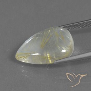 Rutile Quartz Gemstone in 18 x 13 mm (calibrated) Size for Sale, Rutile Quartz Stone in Light Earthy Yellow Color