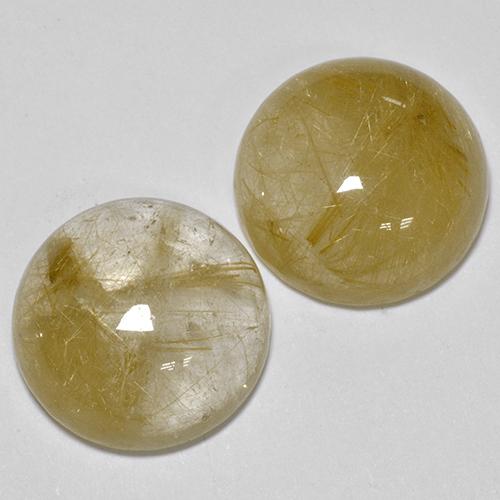 Warm Yellow Rutile Quartz Gem - 9ct Round Cabochon (ID: 435921)