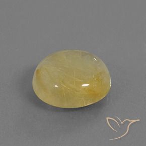 8.80 ct Yellow Rutile Quartz Stone, Natural Rutile Quartz in Round Cabochon Shape for Sale