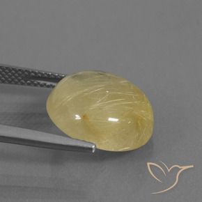 Rutile Quartz Gemstone in 14 mm (calibrated) Size for Sale, Rutile Quartz Stone in Earthy Yellow Color