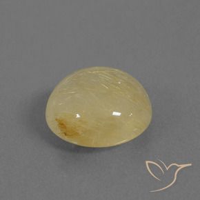 9.40 ct Yellow Rutile Quartz Stone, Natural Rutile Quartz in Round Cabochon Shape for Sale