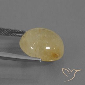Rutile Quartz Gemstone in 14 mm (calibrated) Size for Sale, Rutile Quartz Stone in Pale Yellow Color
