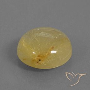 9.37 ct Yellow Rutile Quartz Stone, Natural Rutile Quartz in Round Cabochon Shape for Sale