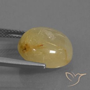 Rutile Quartz Gemstone in 14 mm (calibrated) Size for Sale, Rutile Quartz Stone in Earthy Yellow Color