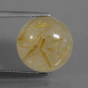 Earthy Yellow Rutilquarz Edelstein - 9.7ct Rund Cabochon (ID: 435925)