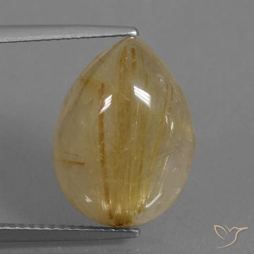 9.64ct Natural Light Tawny Brown Rutile Quartz, Pear Shape, Transparent