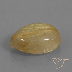 9.64 ct Brown Rutile Quartz Stone, Natural Rutile Quartz in Pear Cabochon Shape for Sale