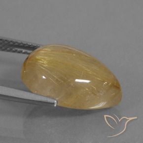 Rutile Quartz Gemstone in 16 x 12 mm (calibrated) Size for Sale, Rutile Quartz Stone in Light Tawny Brown Color