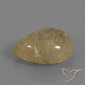 9.18 ct Golden Rutile Quartz Stone, Natural Rutile Quartz in Pear Cabochon Shape for Sale