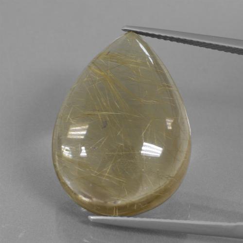 Gold Rutile Quartz Gem - 26.8ct Pear Cabochon (ID: 435956)