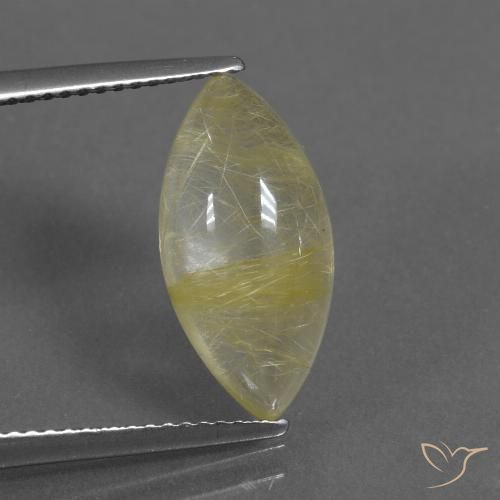 5.01ct Natural Light Earthy Yellow Rutile Quartz, Marquise, Transparent
