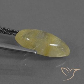 Rutile Quartz Gemstone in 16 x 8 mm (calibrated) Size for Sale, Rutile Quartz Stone in Light Earthy Yellow Color