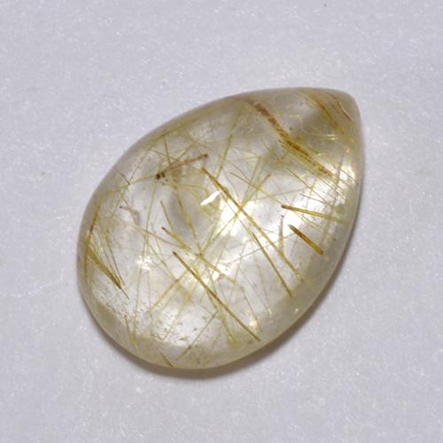 Earthy Yellow Rutilquarz Edelstein - 2.2ct Birnen Cabochon (ID: 436093)