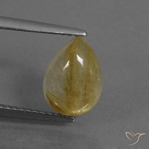 2.13ct Natural Medium Yellow Rutile Quartz, Pear Shape, Translucent