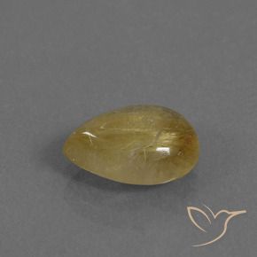 2.13 ct Yellow Rutile Quartz Stone, Natural Rutile Quartz in Pear Cabochon Shape for Sale