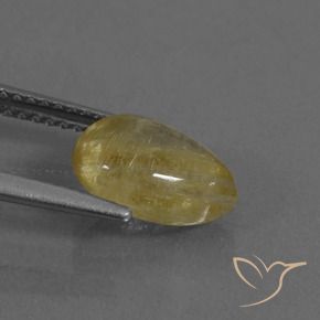Rutile Quartz Gemstone in 10.1 x 7.4 mm Size for Sale, Rutile Quartz Stone in Medium Yellow Color