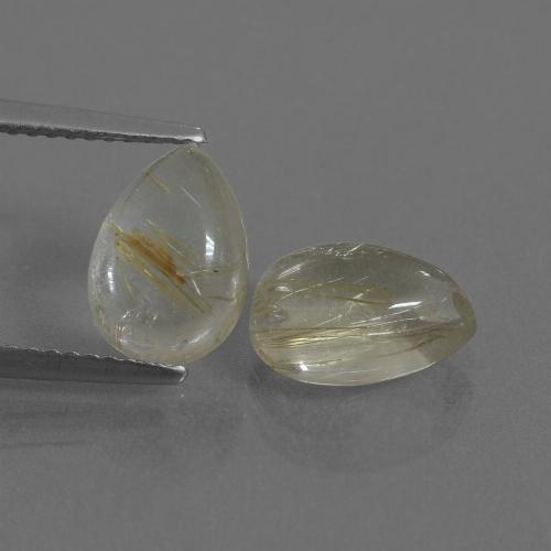 Light Yellow Rutile Quartz Gem - 2.3ct Pear Cabochon (ID: 436166)