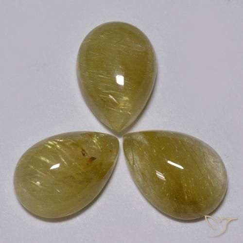 Rutile Quartz Gemstones in 10 x 7 mm (calibrated) Size for Sale, Rutile Quartz Stones in Very Light Golden-Brown Color