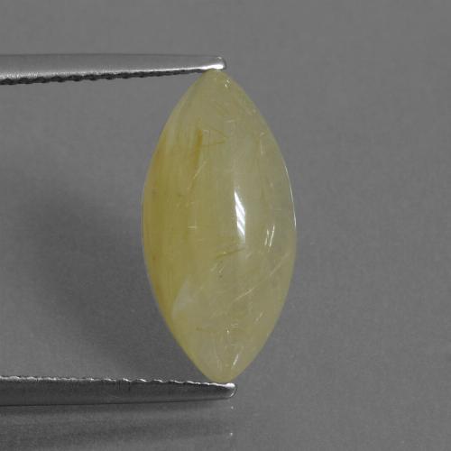 Light Honey Yellow Quarzo rutilato Gem - 5ct Cabochon taglio marquise (ID: 436171)