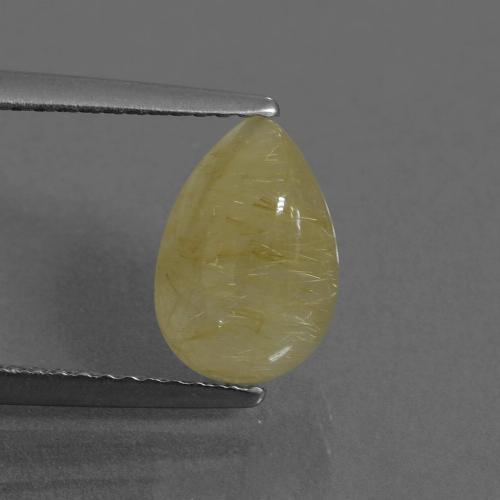 Very Light Dijon Yellow Rutile Quartz Gem - 2.4ct Pear Cabochon (ID: 436172)