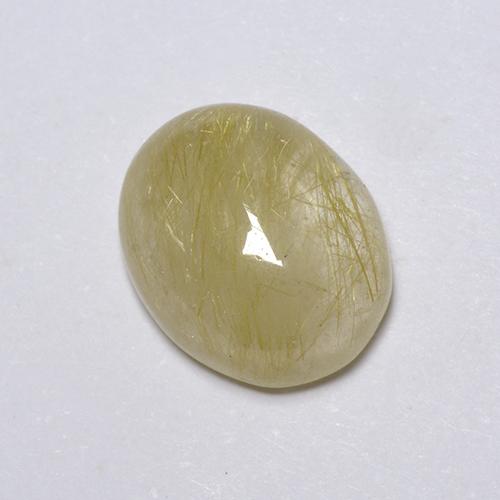 Light Earthy Yellow Rutile Quartz Gem - 4.2ct Oval Cabochon (ID: 436188)