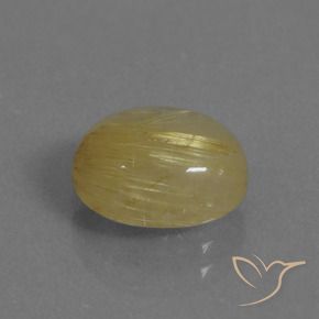 3.06 ct Yellow Rutile Quartz Stone, Natural Rutile Quartz in Oval Cabochon Shape for Sale