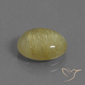 3.22 ct Yellow Rutile Quartz Stone, Natural Rutile Quartz in Oval Cabochon Shape for Sale