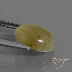 Rutile Quartz Gemstone in 11 x 9 mm (calibrated) Size for Sale, Rutile Quartz Stone in Bumblebee Yellow Color