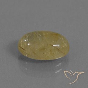 2.88 ct Yellow Rutile Quartz Stone, Natural Rutile Quartz in Oval Cabochon Shape for Sale